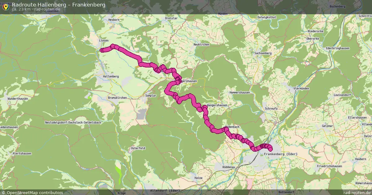 Fahrradroute Hallenberg – Frankenberg (23 km) – Rad-Routen.de