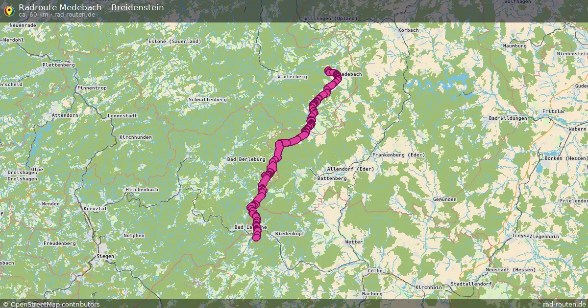 Fahrradroute Medebach – Breidenstein (60 km) – Rad-Routen.de