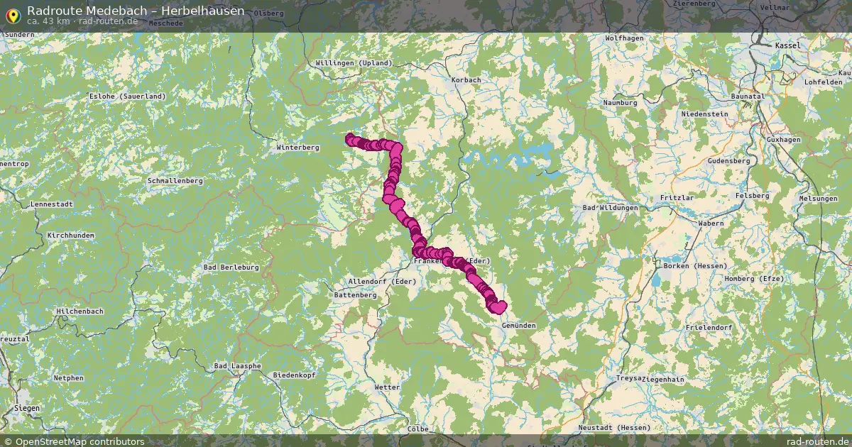 Fahrradroute Medebach – Herbelhausen (43 km) – Rad-Routen.de