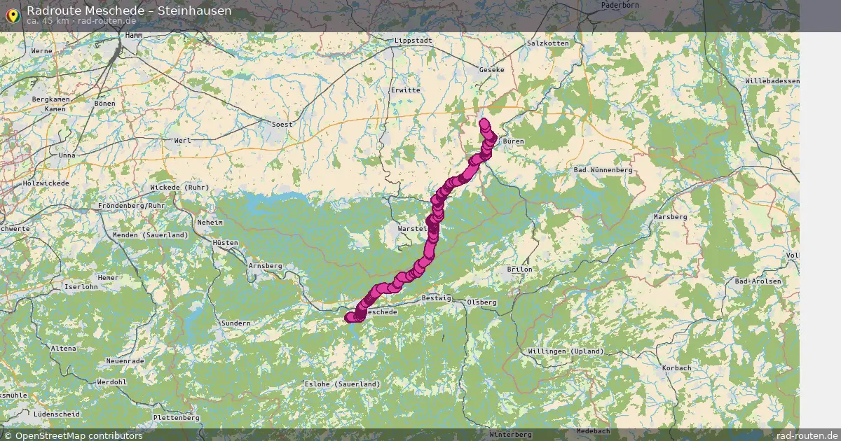 Fahrradroute Meschede – Steinhausen (45 km) – Rad-Routen.de
