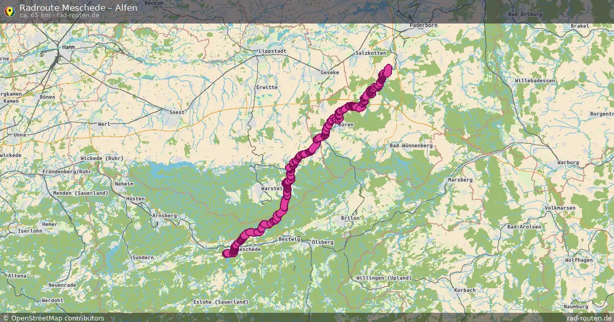 Fahrradroute Meschede – Alfen (65 km) – Rad-Routen.de