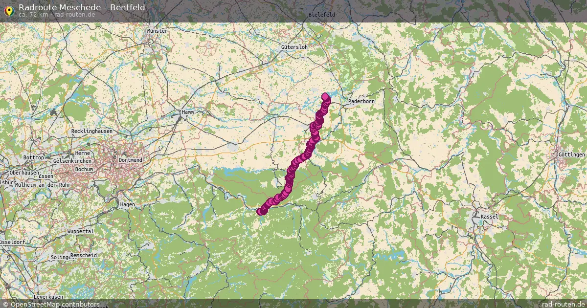Fahrradroute Meschede – Bentfeld (72 km) – Rad-Routen.de