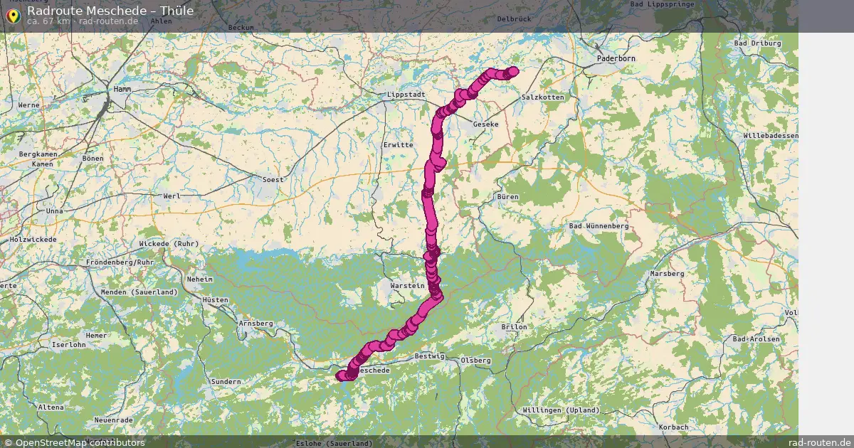 Fahrradroute Meschede – Thüle (67 km) – Rad-Routen.de