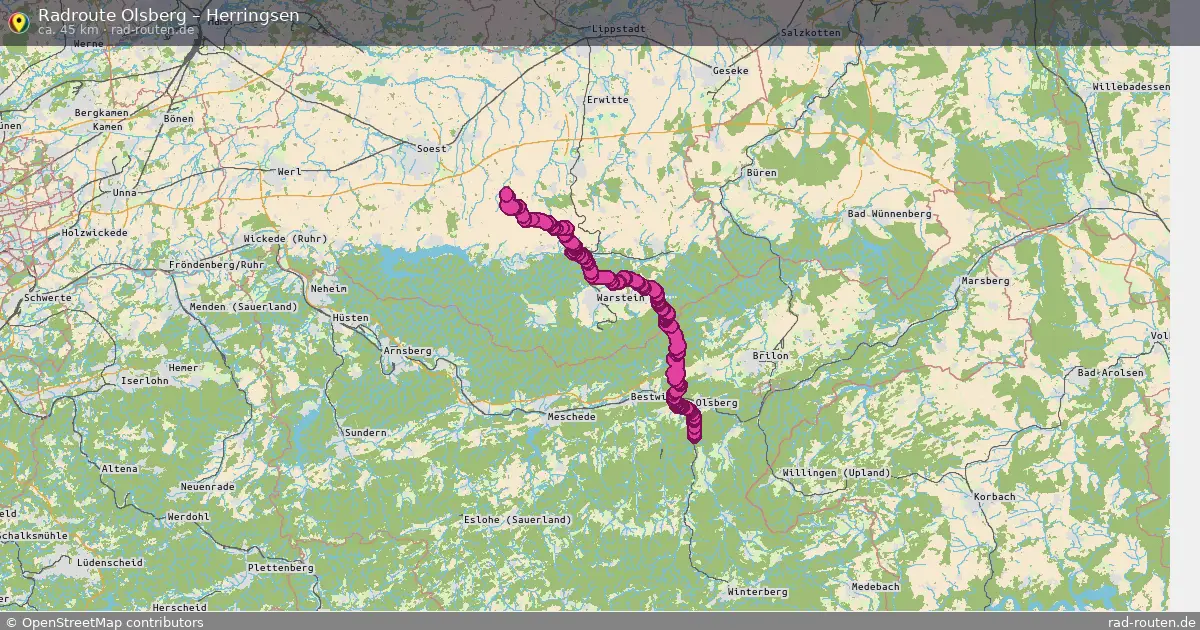 Fahrradroute Olsberg – Herringsen (45 km) – Rad-Routen.de