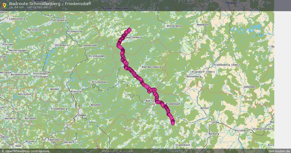 Fahrradroute Schmallenberg – Friedensdorf (63 km) – Rad-Routen.de