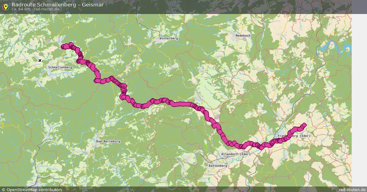 Fahrradroute Schmallenberg – Geismar (62 km) – Rad-Routen.de