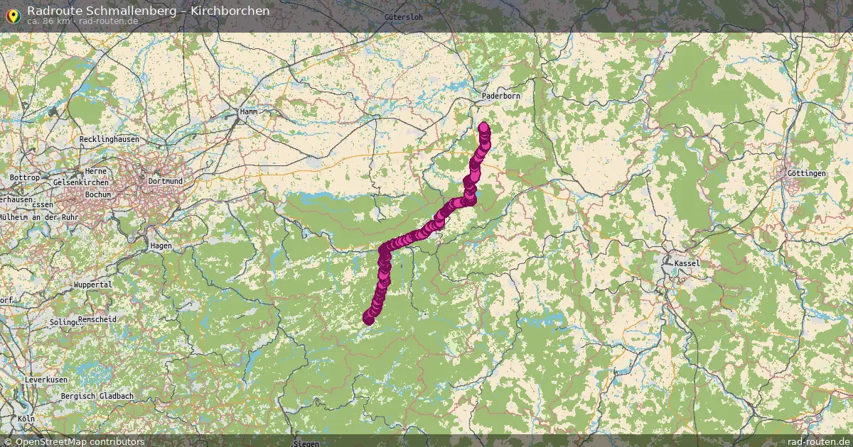 Fahrradroute Schmallenberg – Kirchborchen (86 km) – Rad-Routen.de