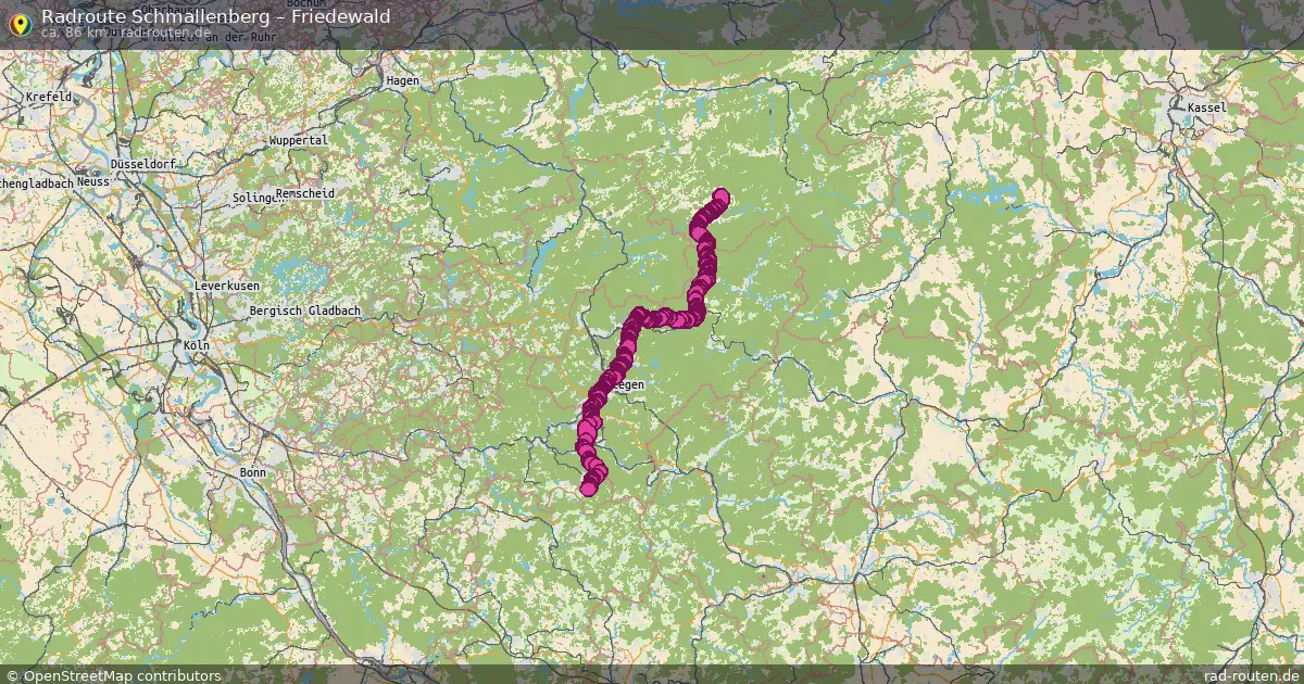 Fahrradroute Schmallenberg – Friedewald (86 km) – Rad-Routen.de