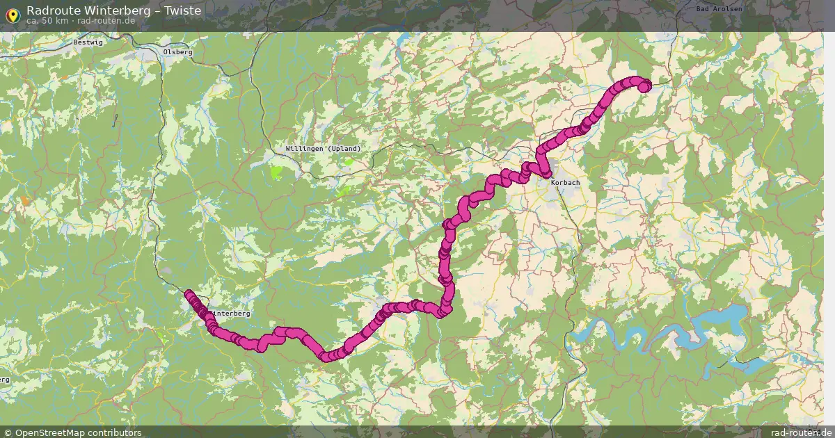 Fahrradroute Winterberg – Twiste (50 km) – Rad-Routen.de