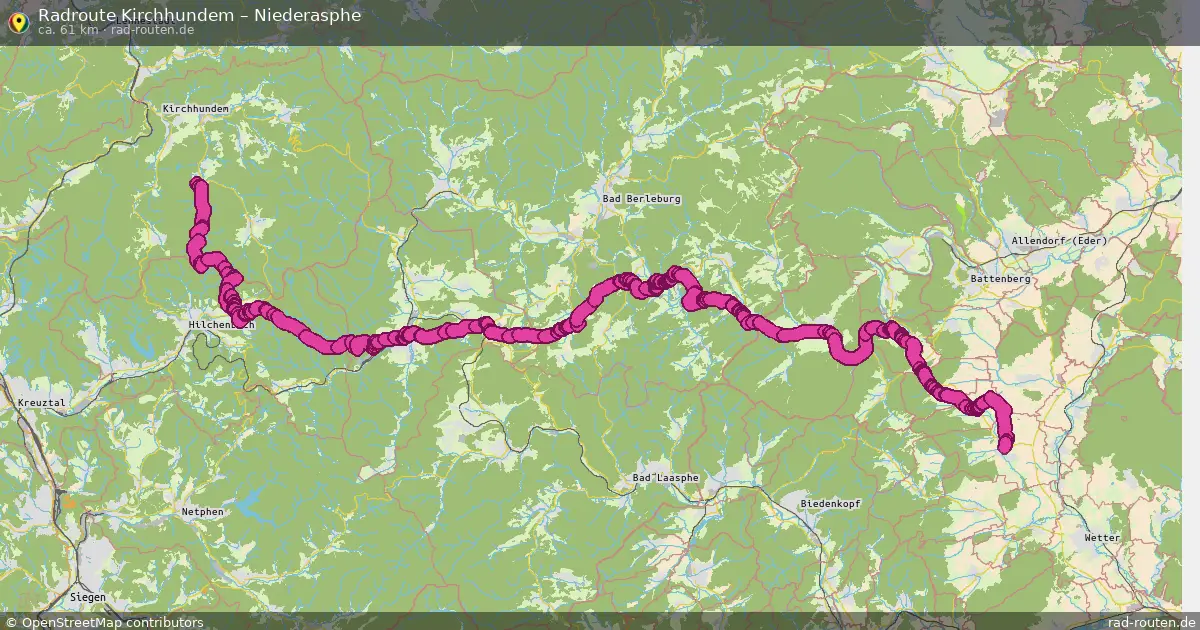 Fahrradroute Kirchhundem – Niederasphe (61 km) – Rad-Routen.de