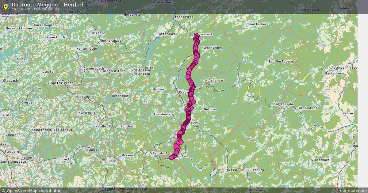 Fahrradroute Meggen – Herdorf (58 km) – Rad-Routen.de