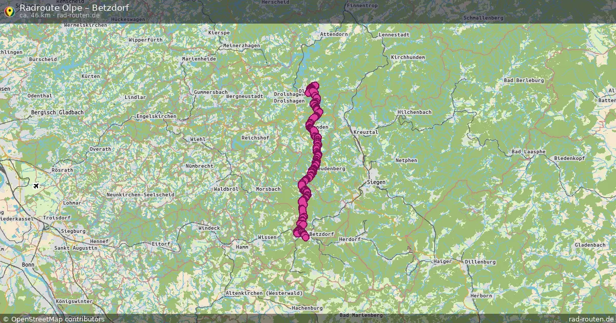 Fahrradroute Olpe – Betzdorf (46 km) – Rad-Routen.de