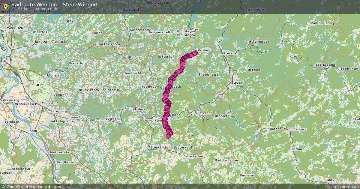 Fahrradroute Wenden – Stein-Wingert (51 km) – Rad-Routen.de