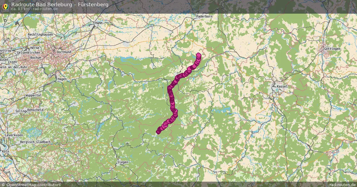 Fahrradroute Bad Berleburg – Fürstenberg (84 km) – Rad-Routen.de
