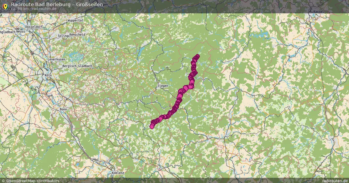 Fahrradroute Bad Berleburg – Großseifen (89 km) – Rad-Routen.de