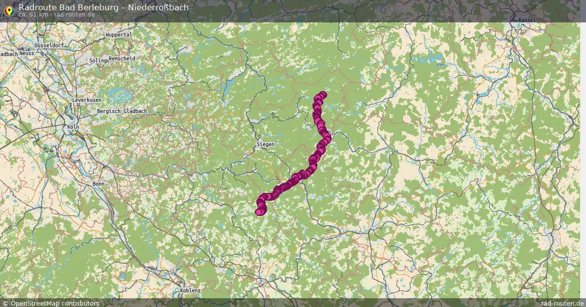 Fahrradroute Bad Berleburg – Niederroßbach (87 km) – Rad-Routen.de