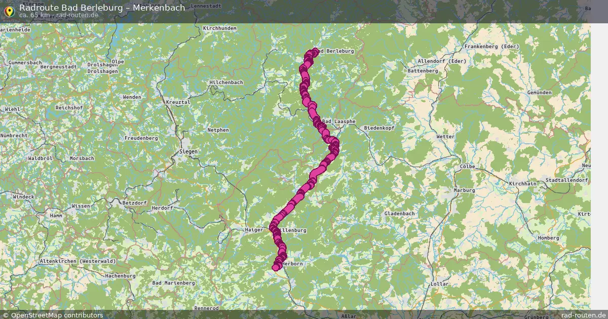 Fahrradroute Bad Berleburg – Merkenbach (65 km) – Rad-Routen.de