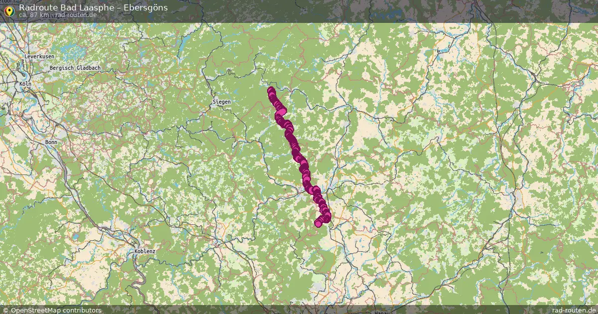 Fahrradroute Bad Laasphe – Ebersgöns (87 km) – Rad-Routen.de