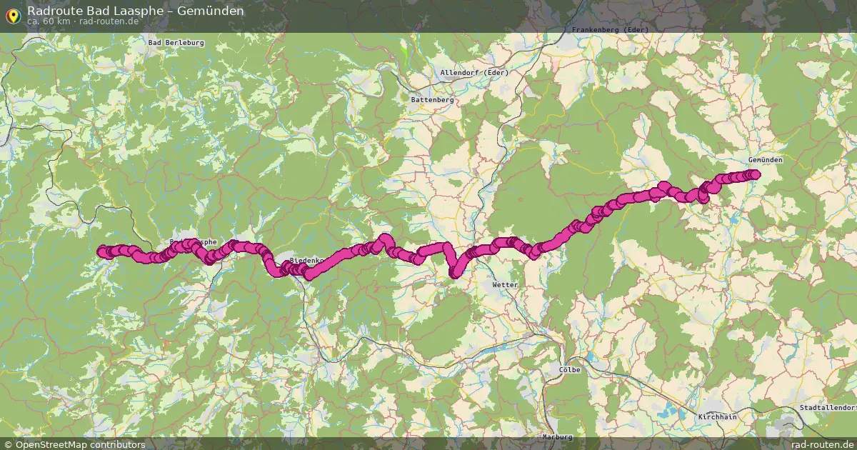Fahrradroute Bad Laasphe – Gemünden (60 km) – Rad-Routen.de