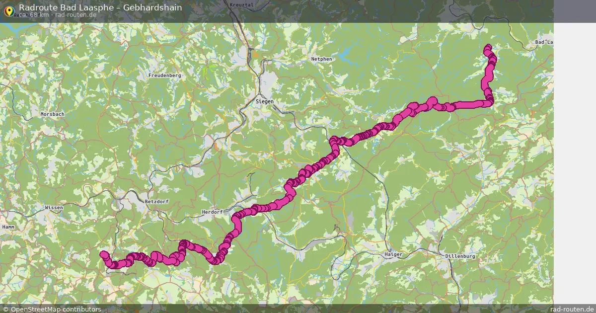Fahrradroute Bad Laasphe – Gebhardshain (68 km) – Rad-Routen.de