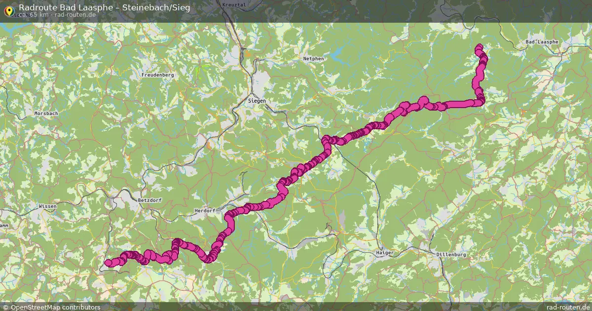 Fahrradroute Bad Laasphe – Steinebach Sieg (65 km) – Rad-Routen.de