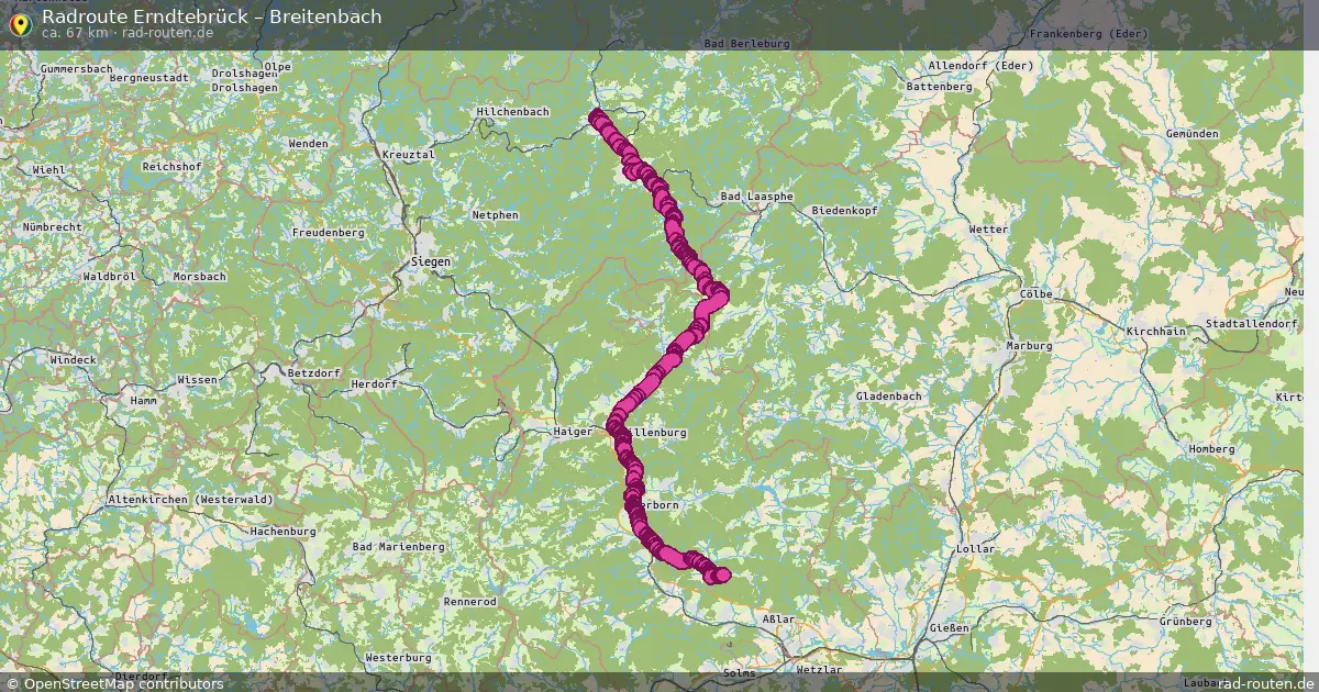 Fahrradroute Erndtebrück – Breitenbach (67 km) – Rad-Routen.de