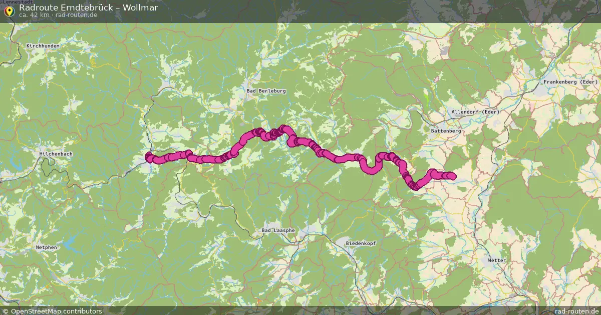Fahrradroute Erndtebrück – Wollmar (43 km) – Rad-Routen.de