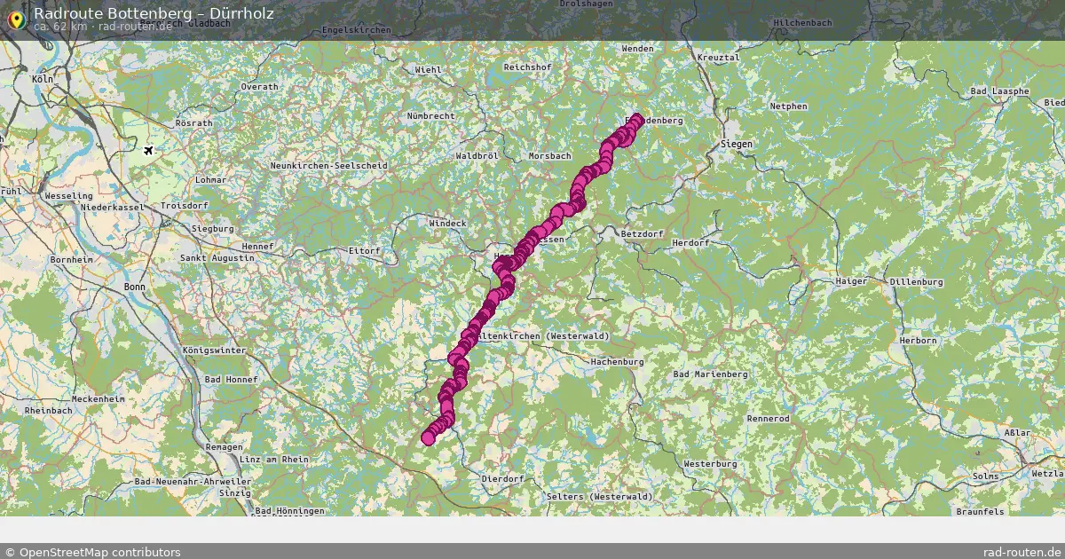 Fahrradroute Bottenberg – Dürrholz (62 km) – Rad-Routen.de