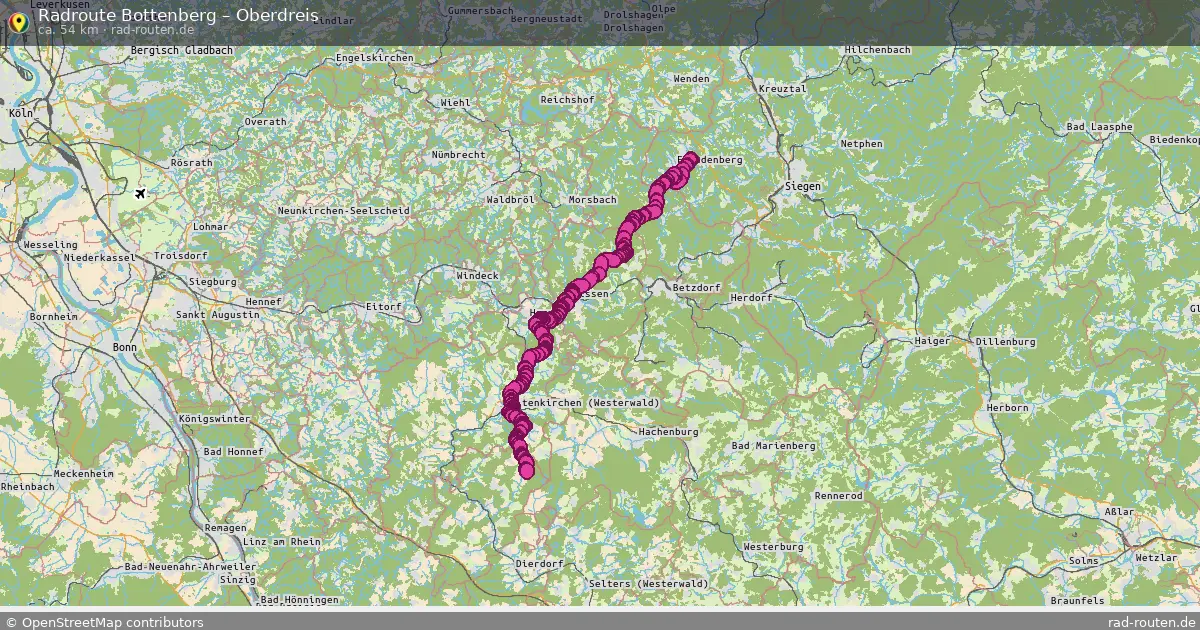 Fahrradroute Bottenberg – Oberdreis (54 km) – Rad-Routen.de