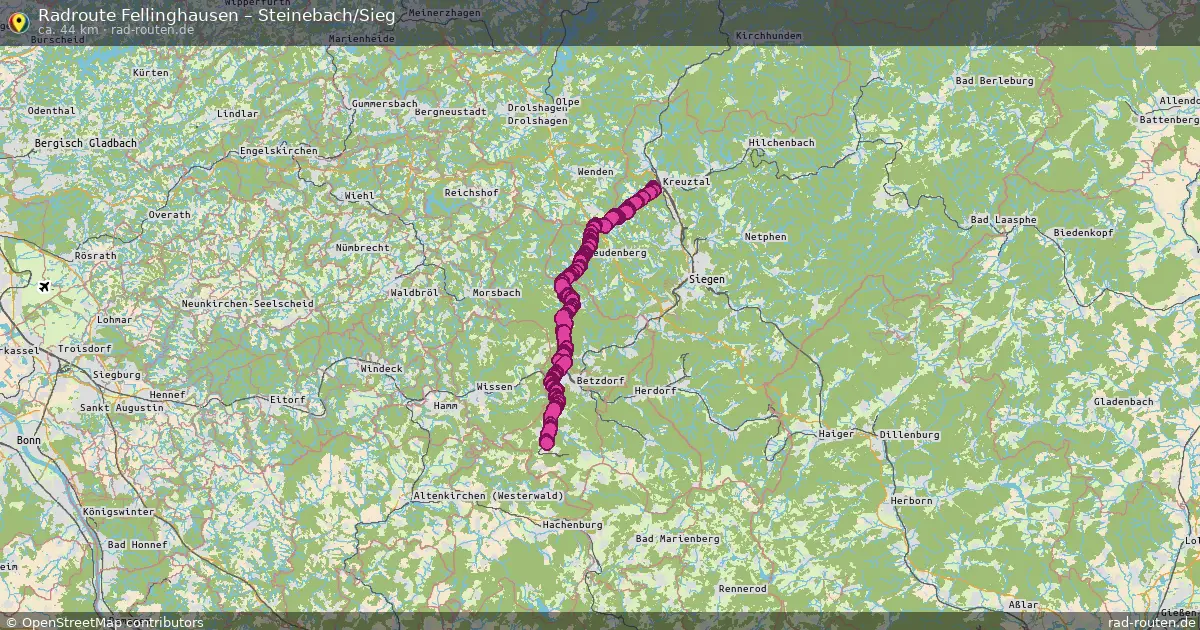 Fahrradroute Fellinghausen – Steinebach Sieg (44 km) – Rad-Routen.de