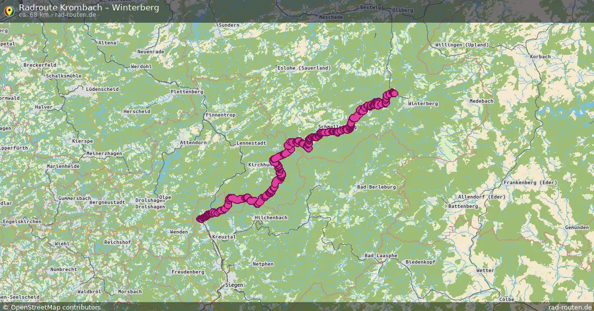 Fahrradroute Krombach – Winterberg (68 km) – Rad-Routen.de