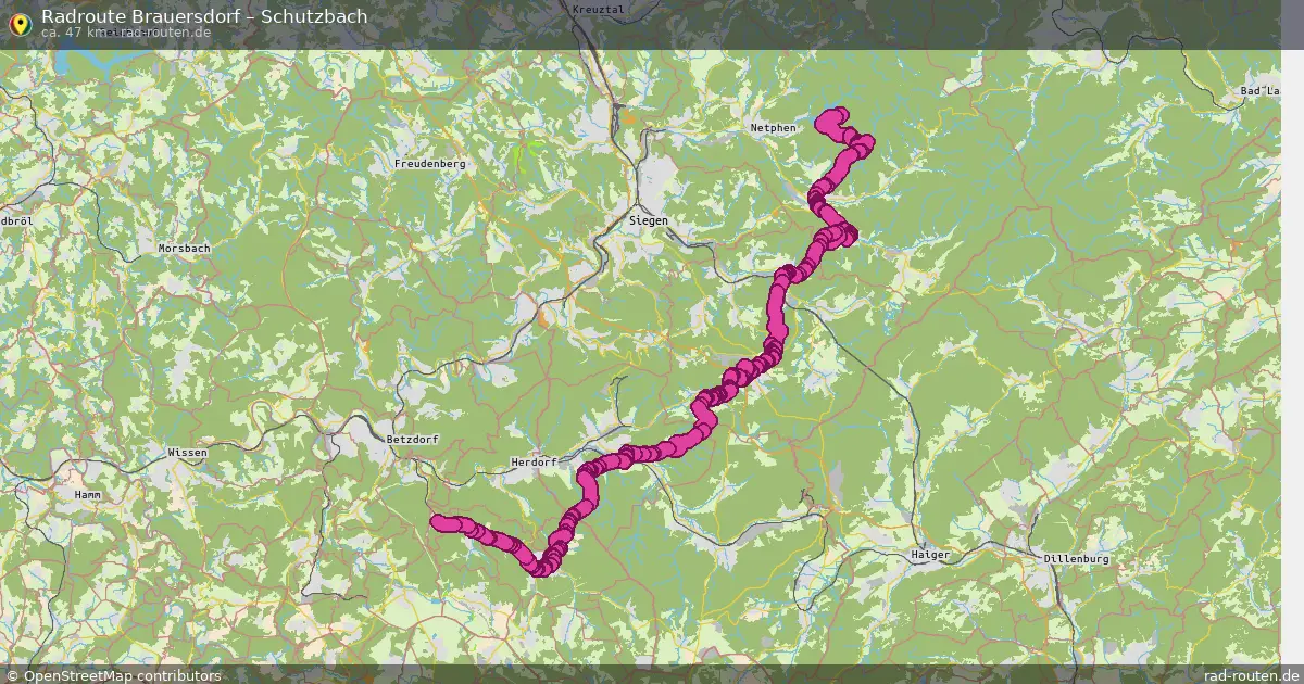Fahrradroute Brauersdorf – Schutzbach (47 km) – Rad-Routen.de
