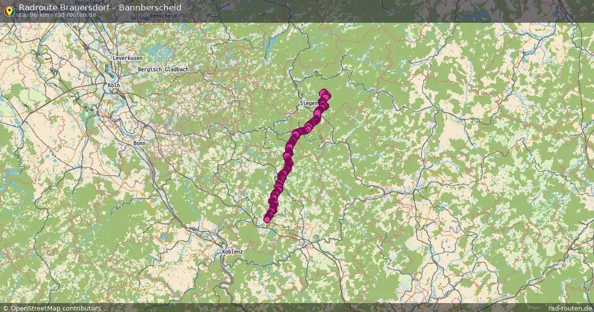 Fahrradroute Brauersdorf – Bannberscheid (96 km) – Rad-Routen.de