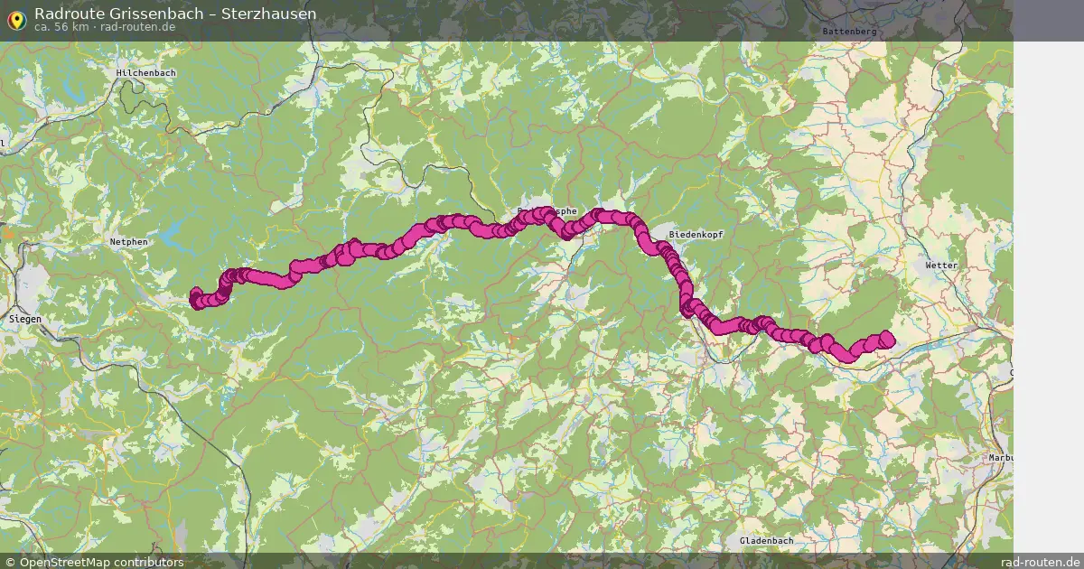 Fahrradroute Grissenbach – Sterzhausen (55 km) – Rad-Routen.de