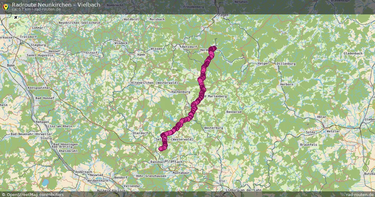 Fahrradroute Neunkirchen – Vielbach (51 km) – Rad-Routen.de