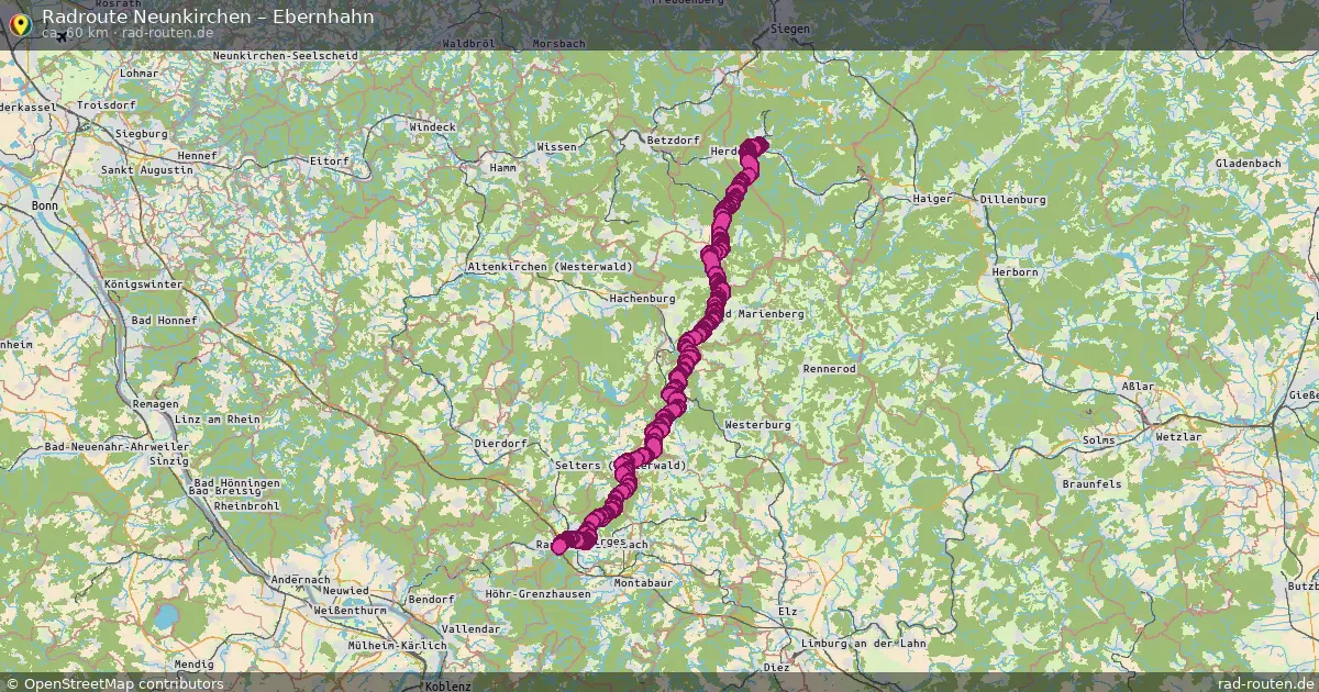 Fahrradroute Neunkirchen – Ebernhahn (60 km) – Rad-Routen.de