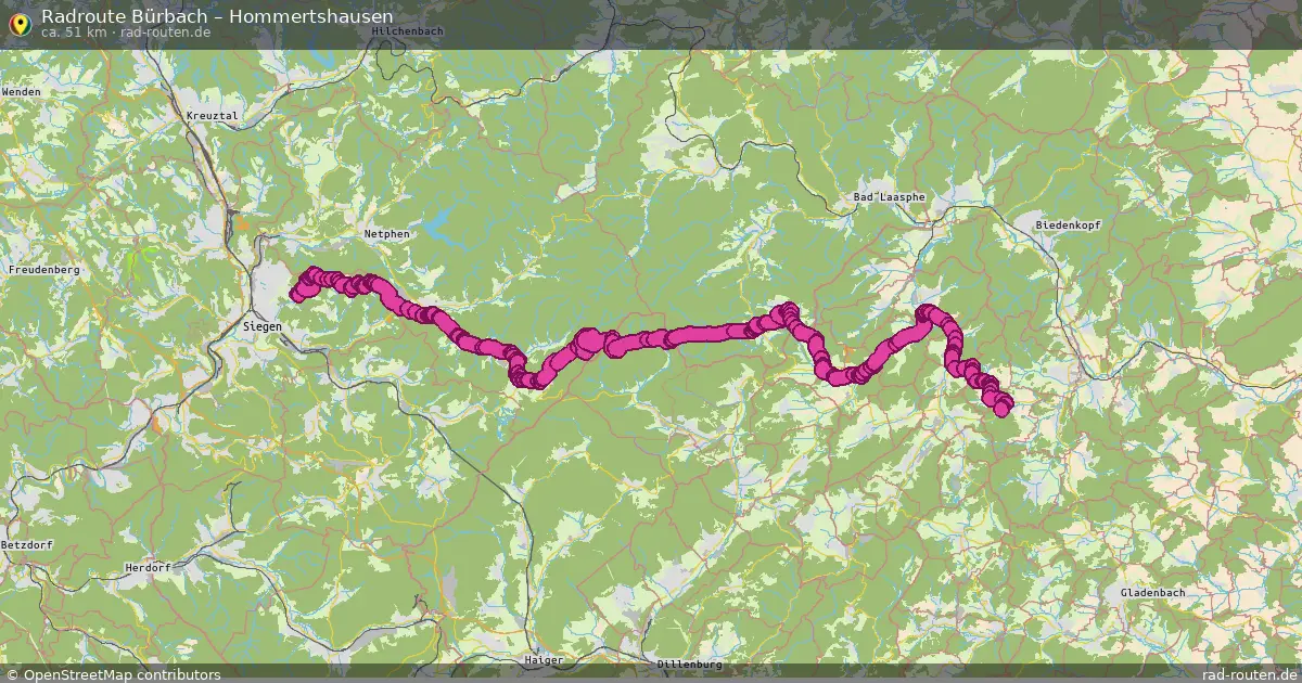 Fahrradroute Bürbach – Hommertshausen (51 km) – Rad-Routen.de