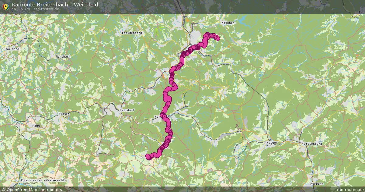 Fahrradroute Breitenbach – Weitefeld (36 km) – Rad-Routen.de