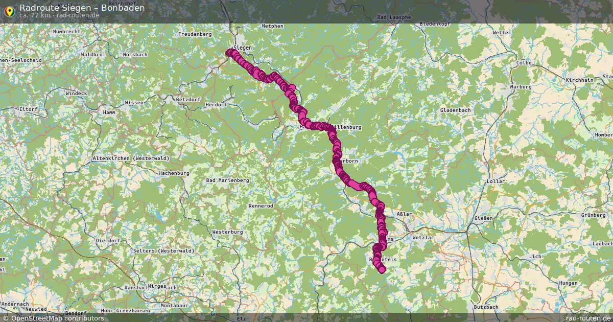 Fahrradroute Siegen – Bonbaden (77 km) – Rad-Routen.de