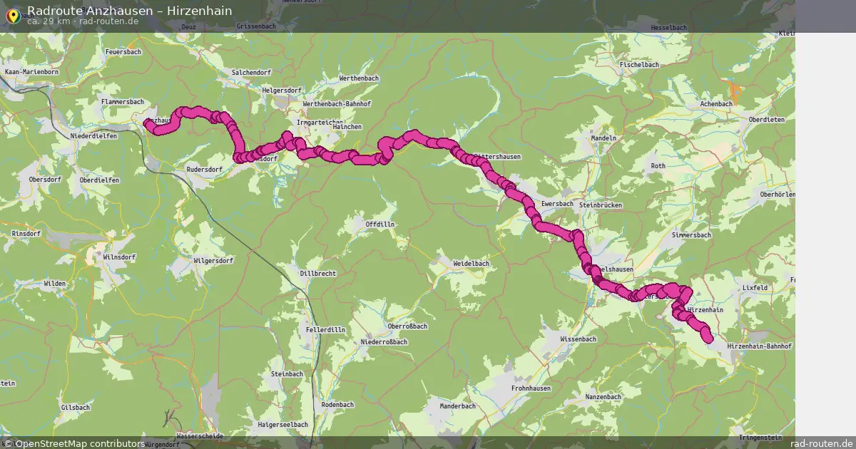 Fahrradroute Anzhausen – Hirzenhain (29 km) – Rad-Routen.de