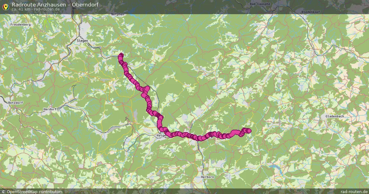 Fahrradroute Anzhausen – Oberndorf (41 km) – Rad-Routen.de