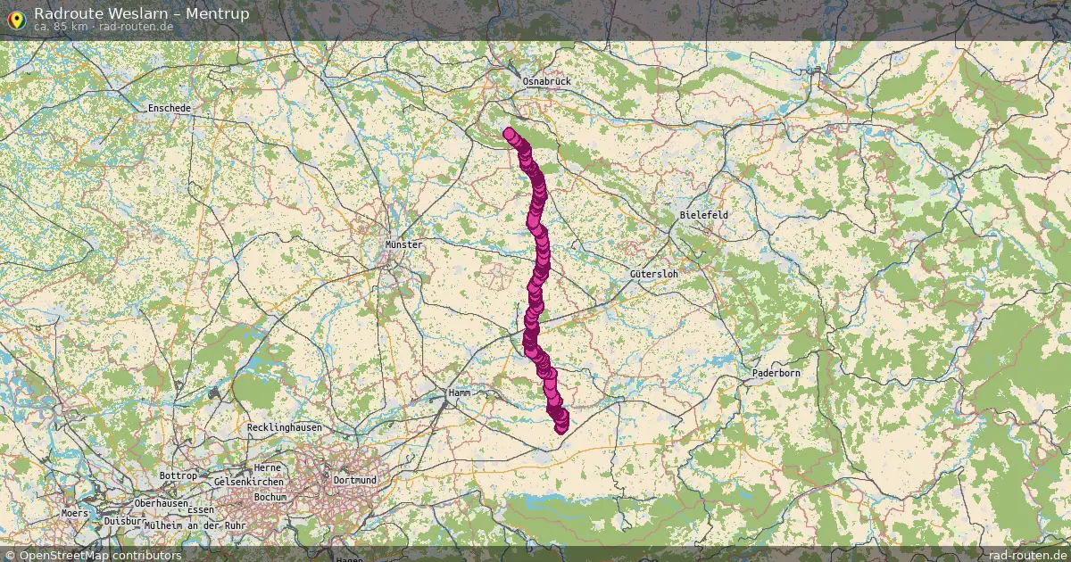 Fahrradroute Weslarn – Mentrup (85 km) – Rad-Routen.de
