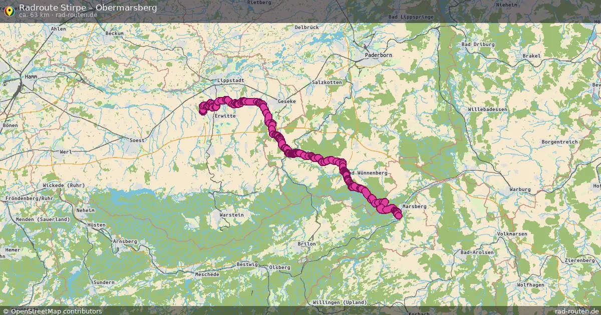 Fahrradroute Stirpe – Obermarsberg (63 km) – Rad-Routen.de