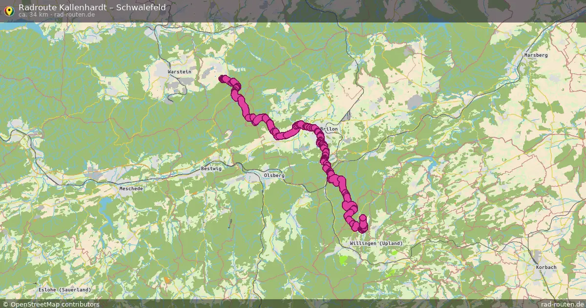 Fahrradroute Kallenhardt – Schwalefeld (34 km) – Rad-Routen.de