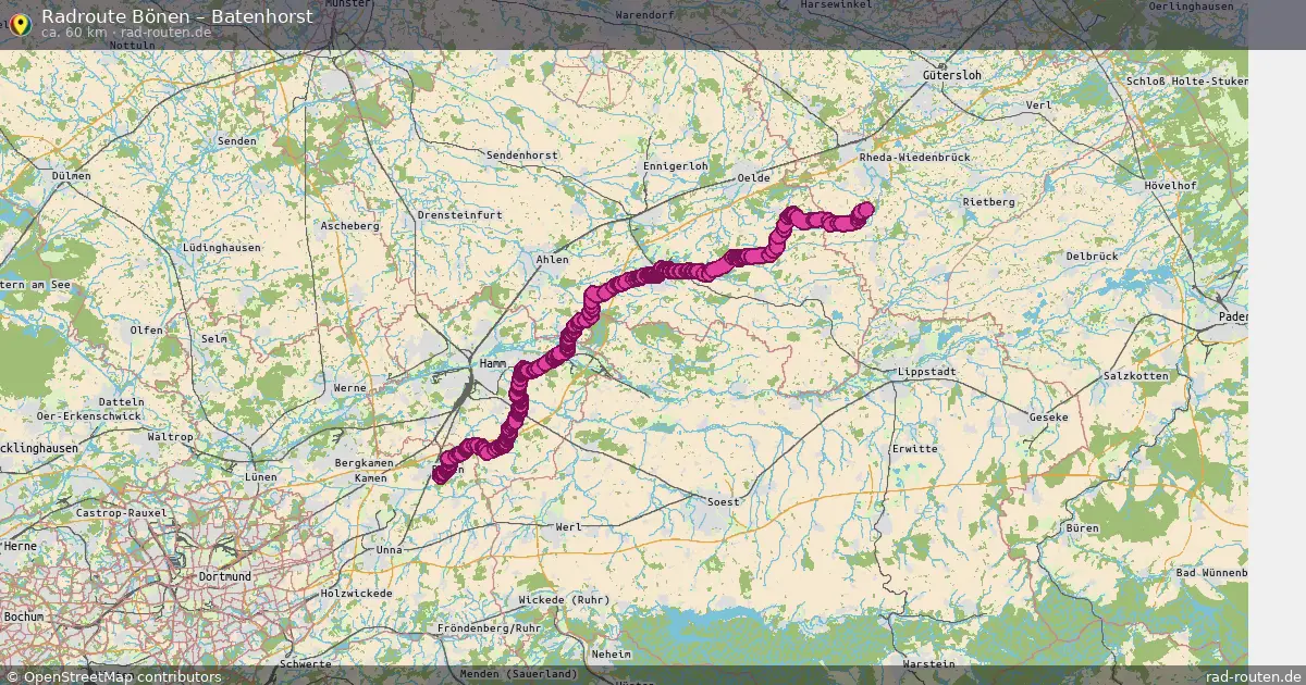 Fahrradroute Bönen – Batenhorst (60 km) – Rad-Routen.de