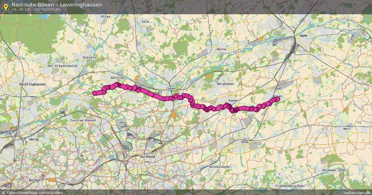 Fahrradroute Bönen – Leveringhausen (36 km) – Rad-Routen.de
