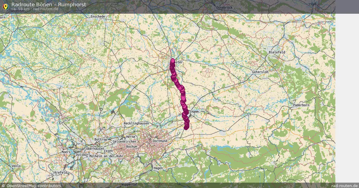 Fahrradroute Bönen – Rumphorst (58 km) – Rad-Routen.de