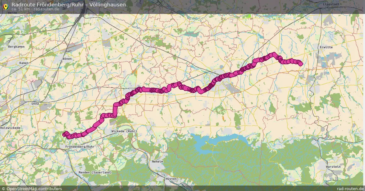 Fahrradroute Fröndenberg Ruhr – Völlinghausen (51 km) – Rad-Routen.de