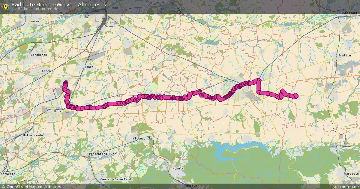 Fahrradroute Heeren-Werve – Altengeseke (53 km) – Rad-Routen.de