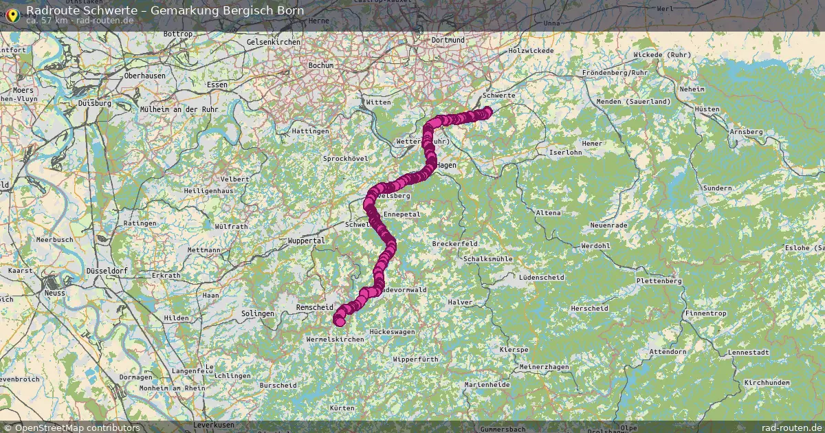 Fahrradroute Schwerte – Gemarkung Bergisch Born (57 km) – Rad-Routen.de